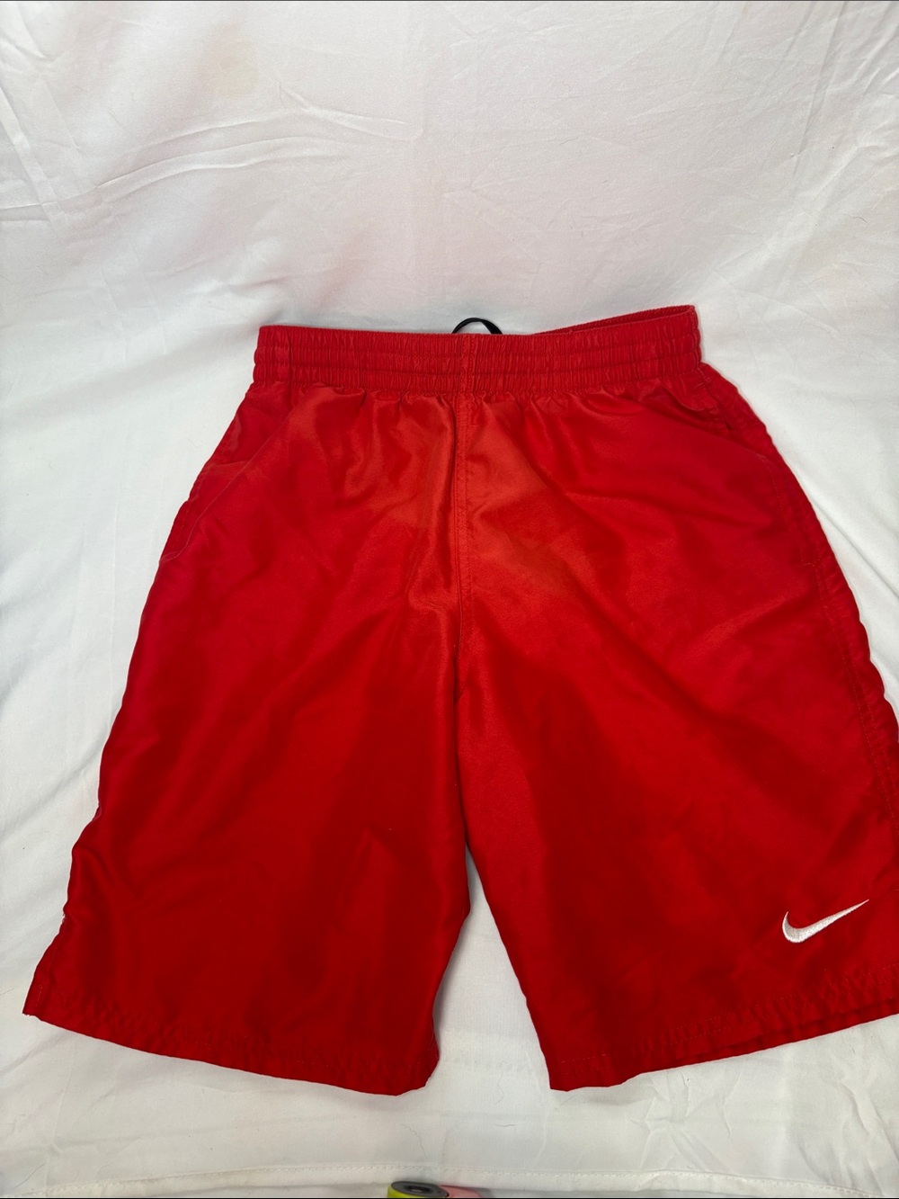Nike Men’s Red Athletic Shorts with White Swoosh